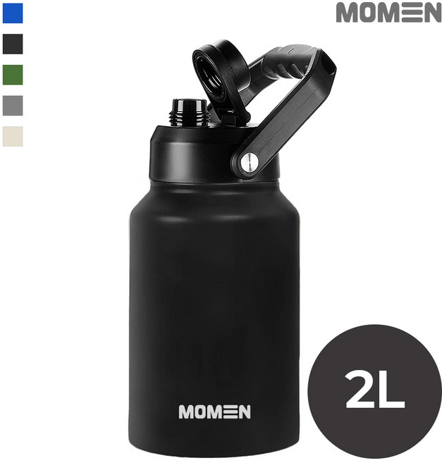 모멘 그랜드 워터저그 대용량 텀블러 캠핑물통 수통 아이스팟, 블랙, 1개, 2L