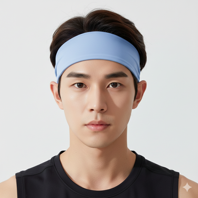WICKEDRUN 러닝 땀흡수 운동 스포츠 헤어밴드, 스카이 블루, 1개