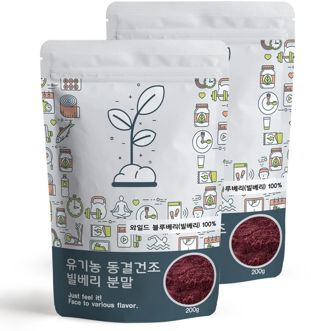 유기농 동결건조 빌베리 분말 가루, 200g, 2개 - 쿠팡