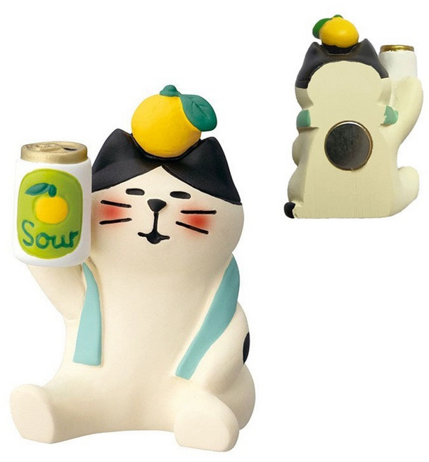 일본식 ZAKKA 귀여운 고양이 입체 냉장고 자석 미니어쳐 피규어 장식품, 01 레몬 원샷