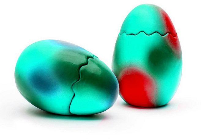 펫카소 강아지 이갈이 장난감 움직이는 라텍스 삑삑이 공룡알 2개, 1세트