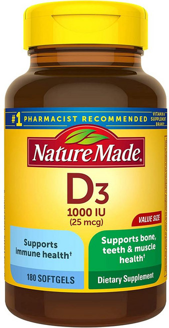 네이처 메이드 비타민D3 1000IU 소프트젤 Nature made Vitamin D3 Softgels, 180정, 1개