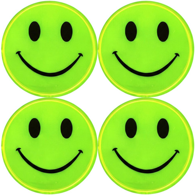고아웃타운 스마일 안전 야간 반사 스티커, 4개, 형광