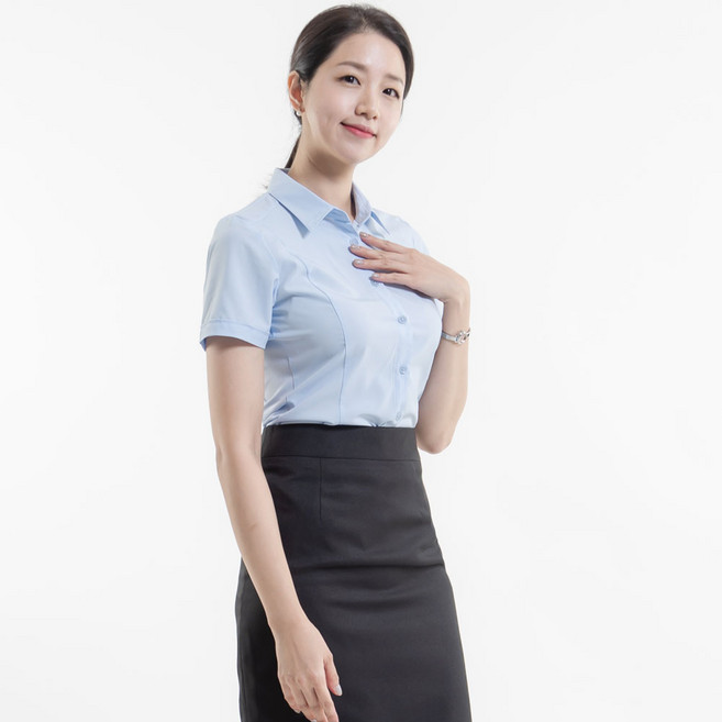 체인지 여성 슬림핏 빅사이즈 여름 반팔 셔츠 블라우스