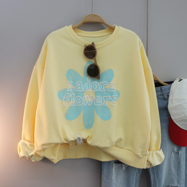 달콩 여성 봄신상 발포데이지크롭맨투맨