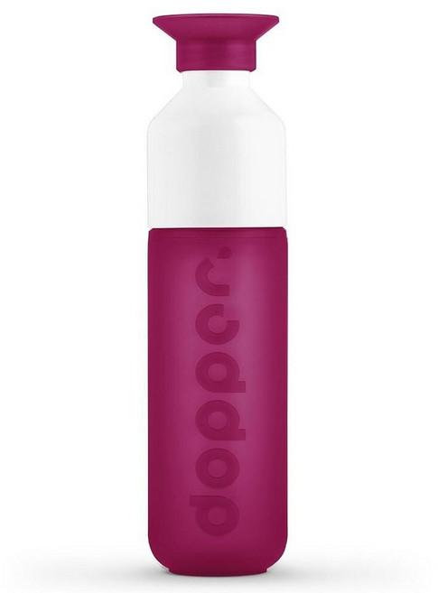 Preserve Dopper 재사용 가능한 물병 BPA 프리 식기 세척기 사용 가능 - 슬림한 조명 및 내구성 배낭 사무실 운동 달리기 자전거 스포츠용 - 432, 펑키 푸크시아, 450ml