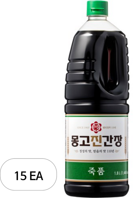 몽고진간장 죽품 진간장, 1.8L, 15개