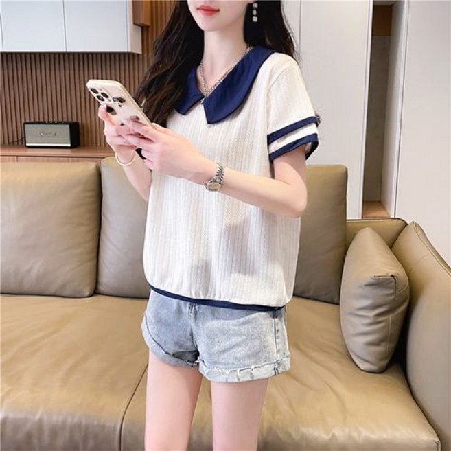 ZENCY 젠시 헤링본 반팔카라티