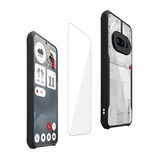 낫싱폰 (3a) 하이브리드 백커버 케이스 + 액정강화유리 필름