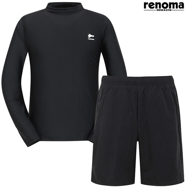 레노마수영복 남성 솔리드 래쉬가드세트 (RN-MS2F703_BK)