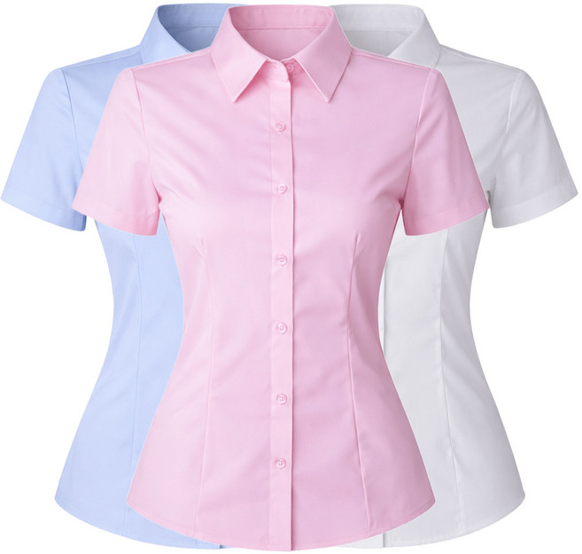 [1+1+1] 로로비 여성 슬림핏 반팔 셔츠 블라우스 기본 캐주얼 정장 카라 와이셔츠