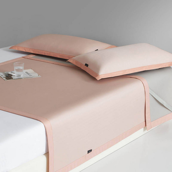 달숨 냉감패드 쿨매트 침대매트 여름이불 새로운 여름 얼음 실크 시원한 매트 침대 시트 세트 기계 세탁 가능한 차가운 느낌 여름에 으로 자는, 3)분홍색