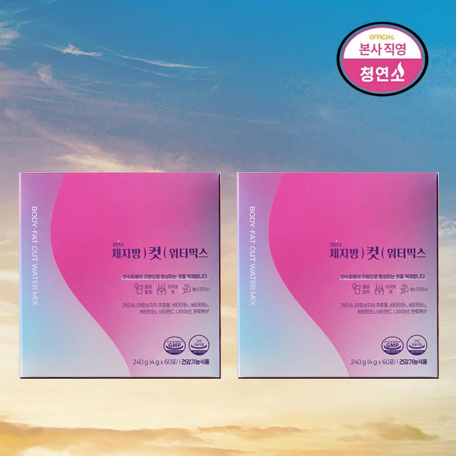 체지방을 흘려보내는 다이어트워터 체지방컷 워터믹스 에너지증가 혈당낮추는 제로슈가 탄수화물컷팅제 한달분 60포 (하루 2포), 2박스, 240g