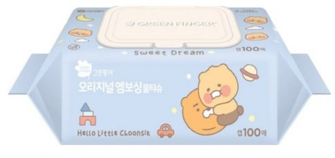 그린핑거 오리지널 엠보싱 물티슈 리틀춘식 에디션 캡형 랜덤 발송, 40g, 100개입, 4개