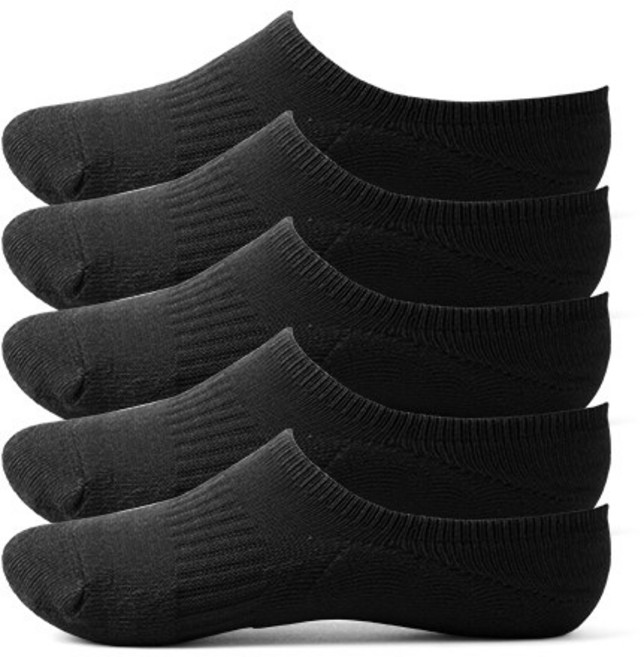 에코리즈 여성용 스포츠 쿠션 페이크삭스, 블랙, 5개