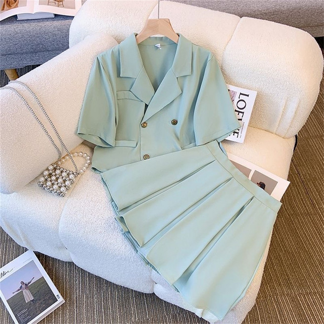 여성 투피스 / 여성세트 / 정장 자켓 + 스커트 / 반팔 자켓 / 숏스커트 JUW3350 50