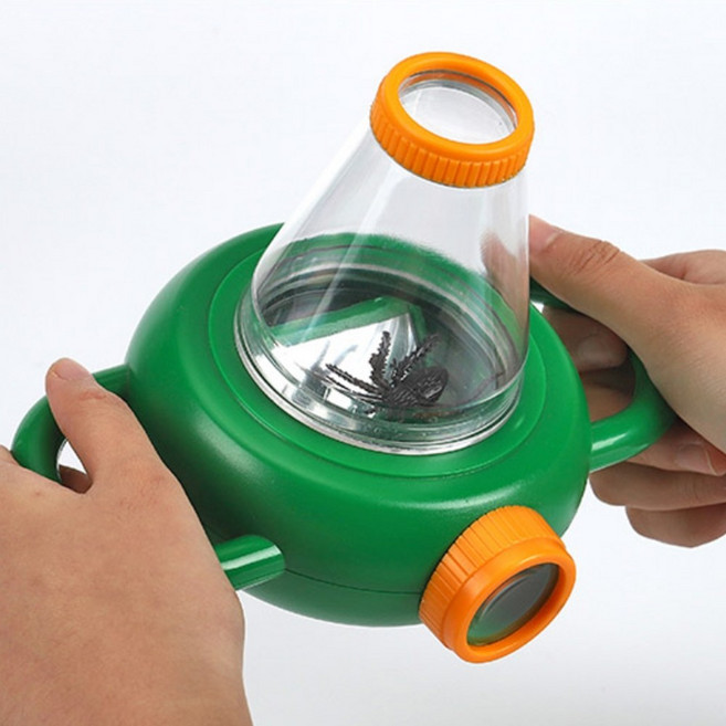 손잡이 곤충 확대경 4배율 자연관찰 식물 관찰경 유아 어린이 학습 교구 관찰 교구 자연 과학 탐구, 1개