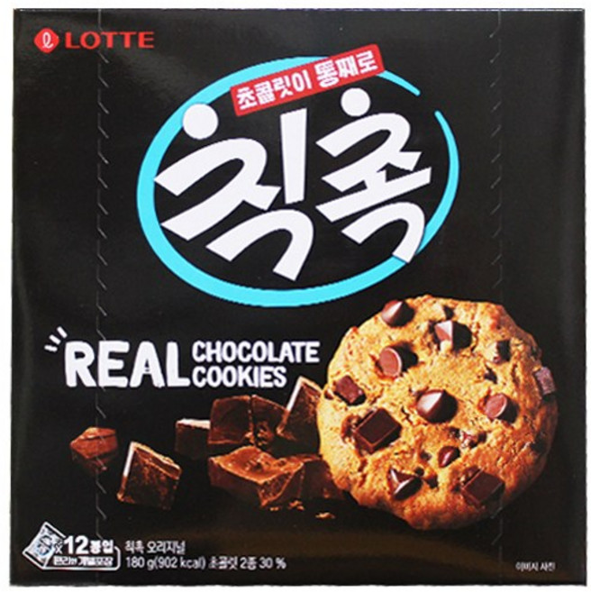칙촉 롯데 오리지널 180g 식품 > 스낵/간식 스낵/시리얼 과자쿠키/비스킷/크래커 과자쿠키, 1개