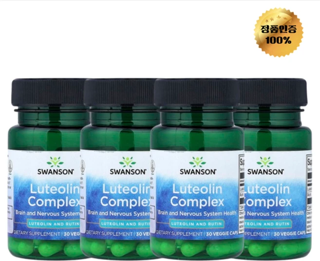 2+2 스완슨 루테올린 복합체 베지 캡슐 30정, 4개 - 쿠팡