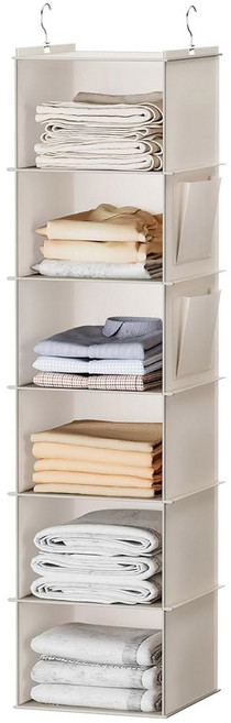 유데노바 걸이 옷장 정리 보관 선반 6단 회색 보관, 1, Light Grey