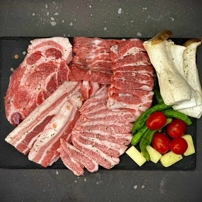 세롭게 녹돈 삼겹살 15mm 구이용 국내산 1+프리미엄 등급 암퇘지 무항생제, 3개, 500g