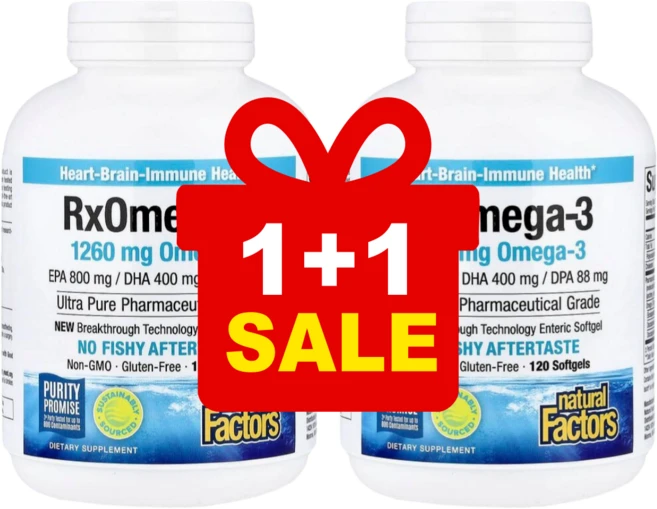 1+1 내추럴팩터스 오메가3 1260mg 120 소프트젤 피쉬오일 토코페롤 EPA DHA, 120정, 2개 - 쿠팡