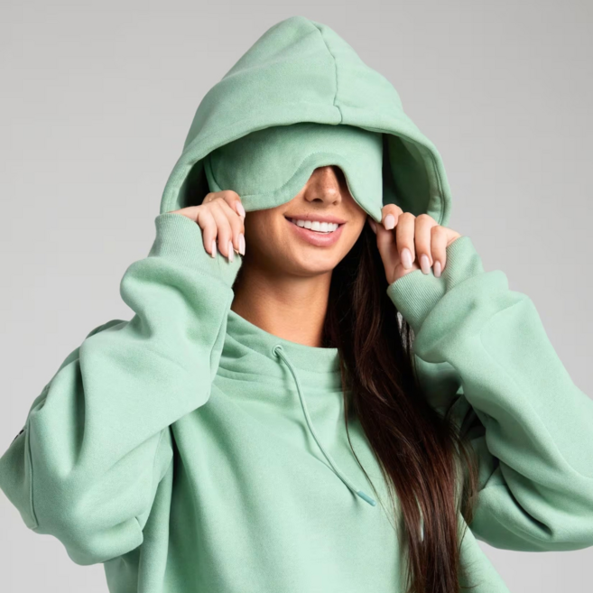 2025년 최신형 눈가리는 후드티 남녀공용 가을 겨울 커플 후드티 안대 긴팔 후드티