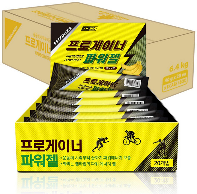 프로게이너 파워젤 바나나맛 스포츠 에너지젤, 800g, 8박스