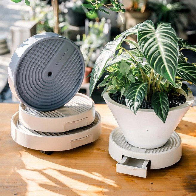 일상드림 이동식 화분받침대 히든 바퀴 대형, 1개, 크림