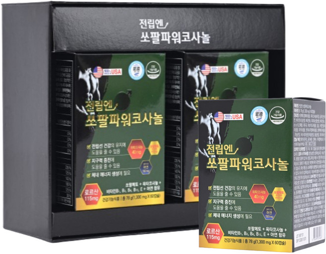 전립엔 쏘팔파워코사놀 쿠쿠르비트+쏘팔메토 남성 전립선 영양제 지구력 함량 1300mgX180정 6개월분, 1개, 180정