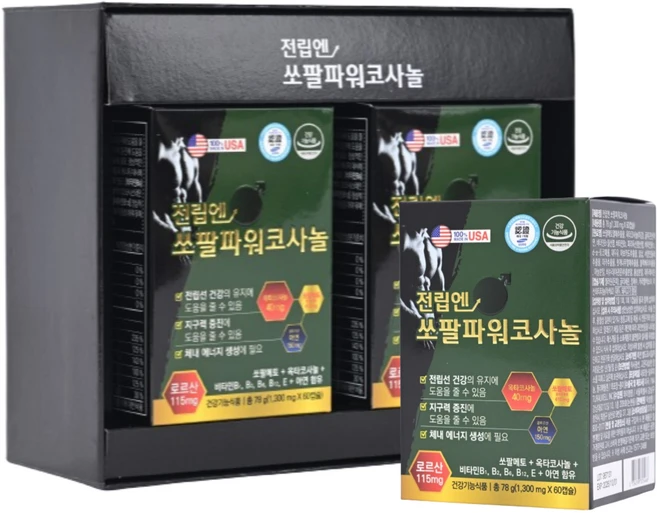 전립엔 쏘팔파워코사놀 쿠쿠르비트+쏘팔메토 남성 전립선 영양제 지구력 함량 1300mgX180정 6개월분, 1개, 180정 - 쿠팡