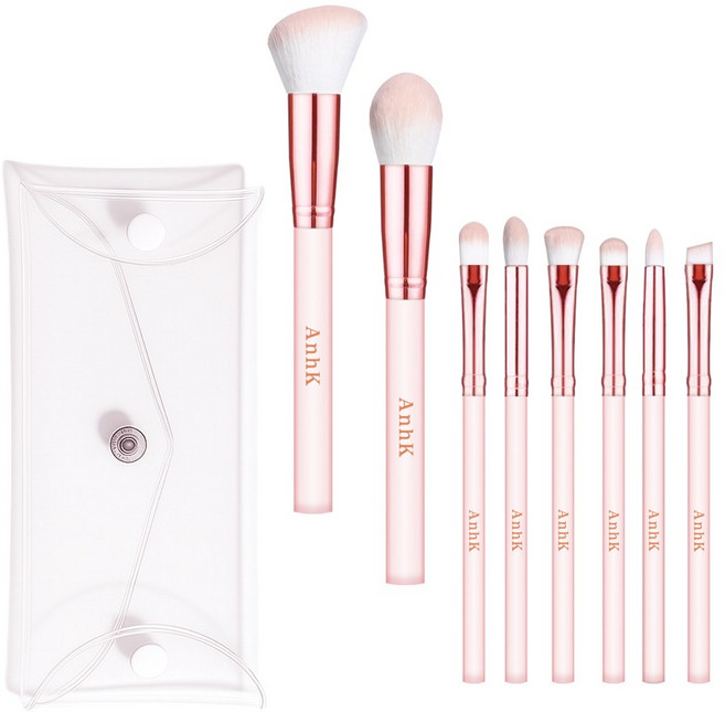 안크 메이크업 브러쉬 세트 휴대용 슈가팝 8종, 1개, 핑크