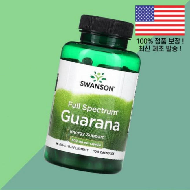 스완슨 풀 스펙트럼 과라나 500mg 100캡슐 Swanson Full Spectrum Guarana 100 Capsules, 스완슨 풀 스펙트럼 과라나 500mg 100캡슐 Swa, 1개