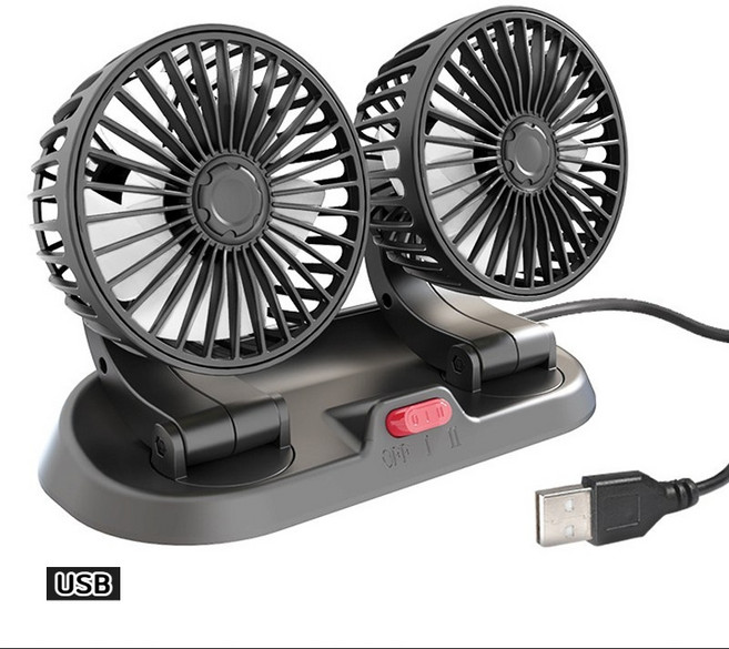 QLIFE차량용 듀얼 360도 선풍기, 흰색-USB, 흰색-USB