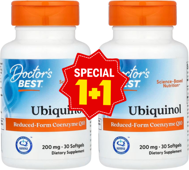 1+1 닥터스베스트 유비퀴놀 활성형 CoQ10 카네카 함유 200mg 소프트젤 30정 / 해외직구 미국정품, 2개