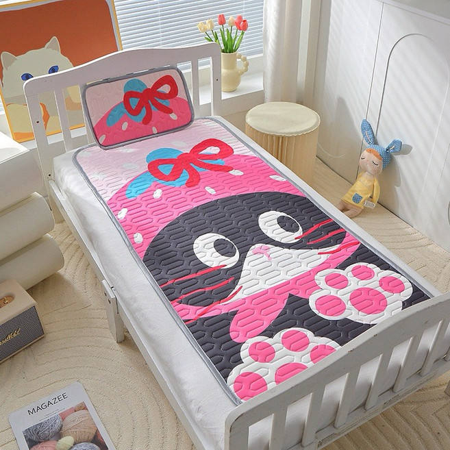 2024新款 幼稚園午睡墊 嬰兒涼席 乳膠涼席 涼感墊, 1個, 草莓貓,小號【豪華款】120*60