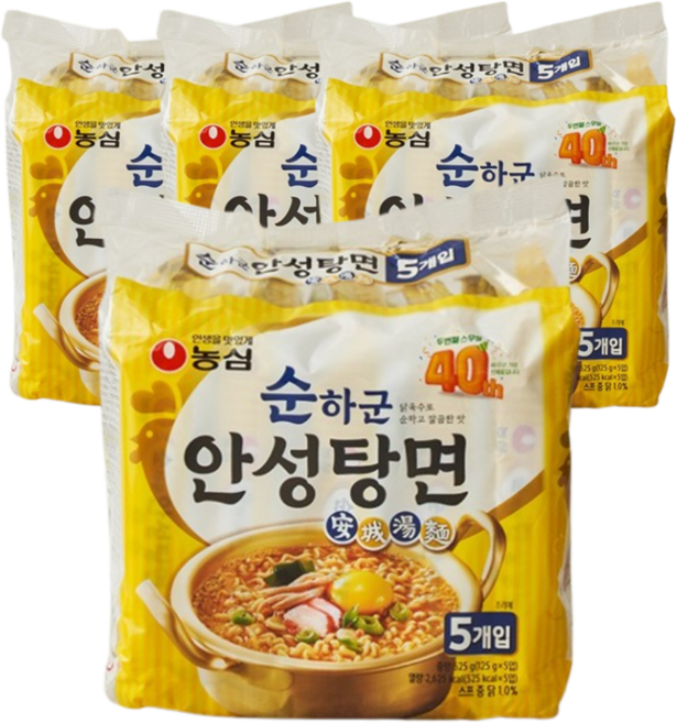 농심 순하군 안성탕면 125g 5입 4개, 20개