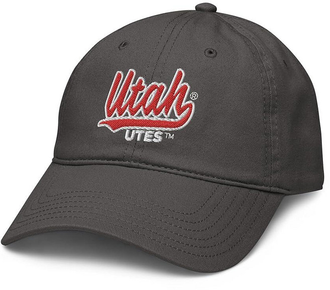 Utah Utes 필기체 공식 라이선스 조절 가능한 야구 모자 [호환], 아스팔트 그레이
