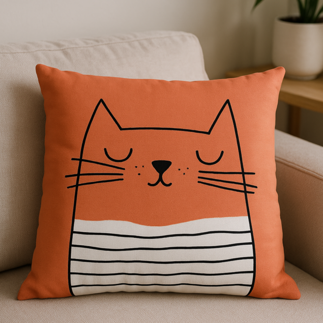 솔레아바 쿠션커버 50X50 순면 국산 (커버만/솜포함) - 고양이