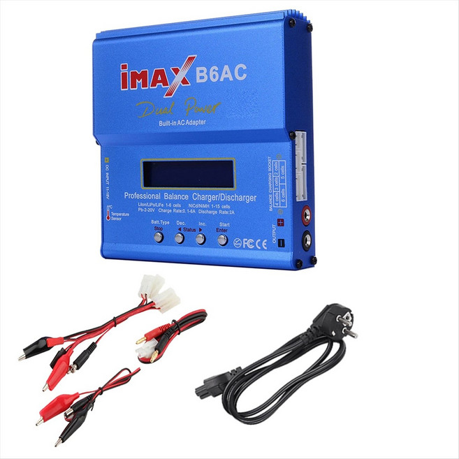 IMAX B6AC 80W RC 밸런스 충전기+TAMIYA 케이블 디지털 리-이온 수명 NIMH NICD PB LIPO 배터리 배터리 배터리 EU 플러그, EU 플러그, 파란색