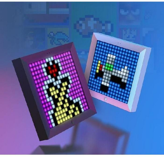 Divoom 디지털 액자 블랙 픽수 64 겸 시계 인테리어 픽셀 화면 스크린 데스크탑