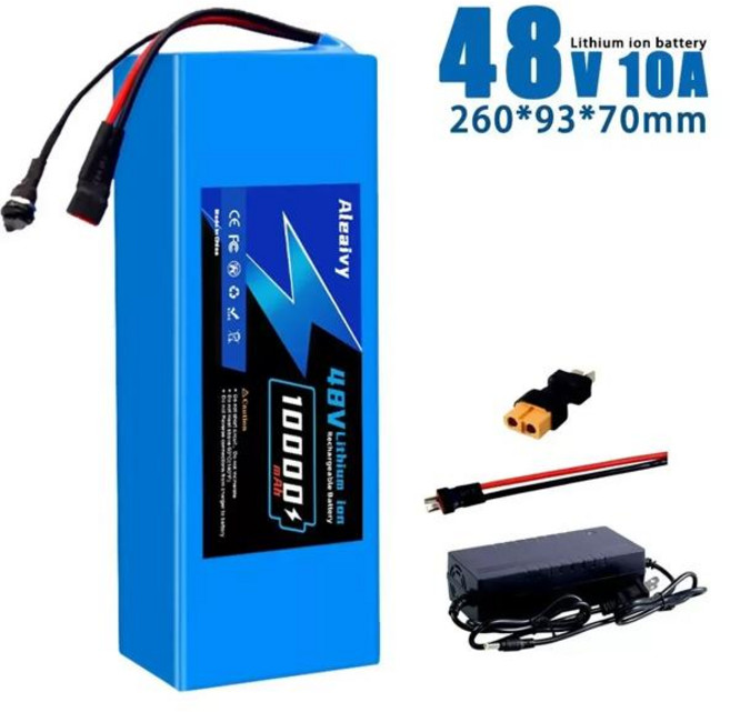 Aleaivy 48V 20Ah Ebike 배터리 30A BMS 350W 500W 750W 1000W 모터 18650 셀 리튬 팩 전자 자전거 자전거, 48V-10AH, 1개