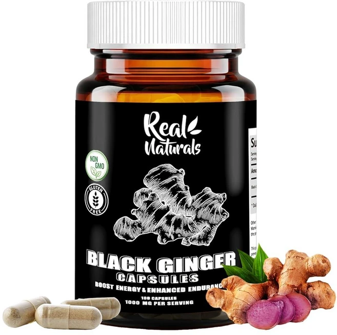 Real Naturals 블랙 진저 남성용 캡슐 500mg (100캡슐) 비건 kaempferia parviflora 블랙 생강 추출물 캡슐 전반적인 내구성과 성능을 위한, 1개, 100정 - 쿠팡