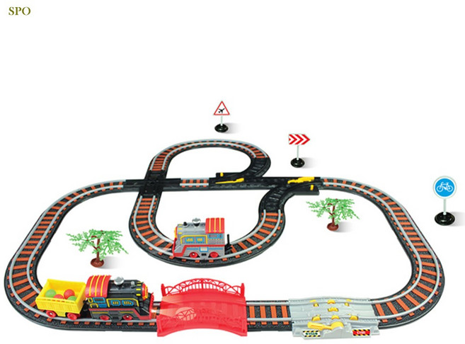 어린이 전동 기차 트랙 기차놀이세트 장난감, 1세트, 혼합색상