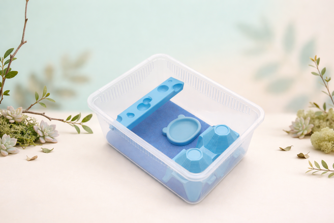 크레스티드게코 올인원 스타터 사육세트 베이비용, 1개, 블루