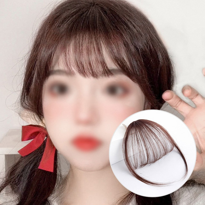 일호장신구 내추럴핏 시스루 앞머리 가발핀 시스루뱅 자연스러운 부분헤어 셀프앞머리 커버연출, 1개, 브라운