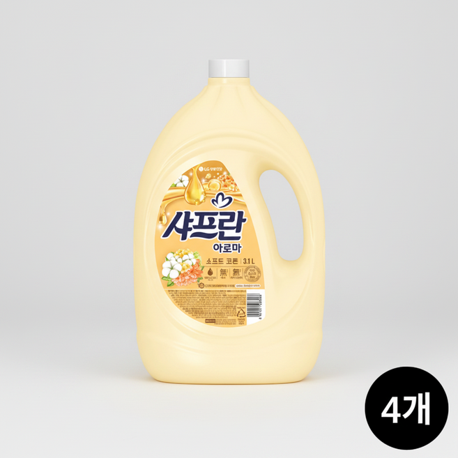 샤프란 시어버터 섬유유연제 코튼 앤 크림 본품, 3.1L, 4개