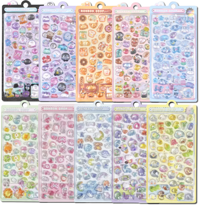 깔끔조아 3D 입체 다꾸 폰꾸 스티커, 10개, 혼합색상
