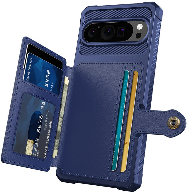 호환 구글 픽셀 9 프로 XL 케이스 마그네틱 헤비 듀티 충격 없는 TPU 백 가죽 플립 월렛 커버 카드 홀더 포함 호환 픽셀 9 / 9 프로