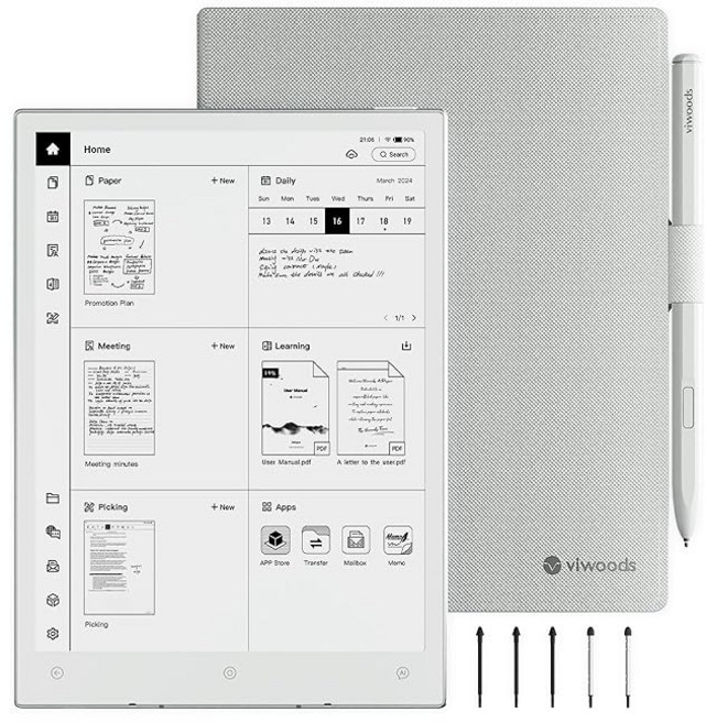 조절 가능한 조명이 있는 VIWODS 아이페이퍼 미니 8.2인치 AI E 잉크 태블릿 펜이 있는 292PPI 전자 노트북 휴대용 230g 128GB 저장 공간 옥타코어 2., 1 AiPaper Mini+W1 stylus+Cover